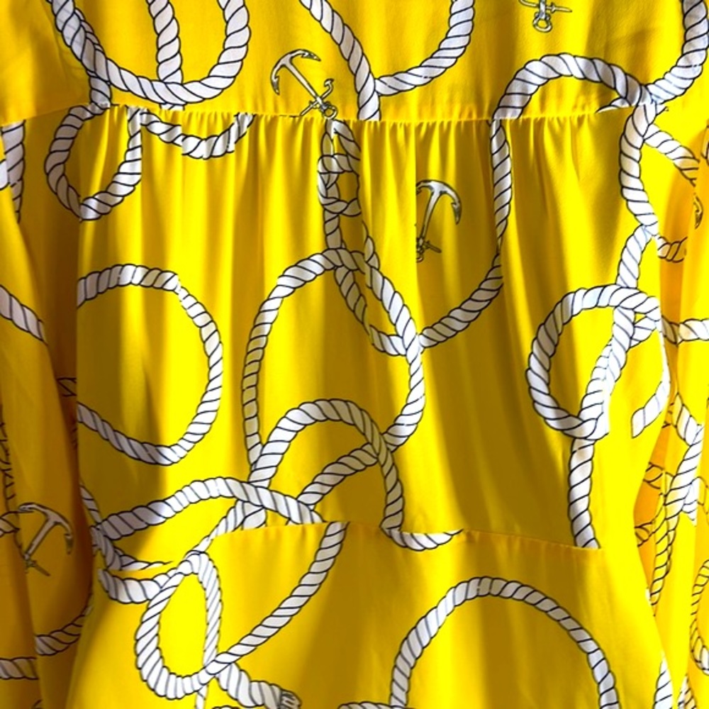 Women’s Cabi drop waist pendulum blouse bright yellow nautical print SZ M - Picture 9 of 12
